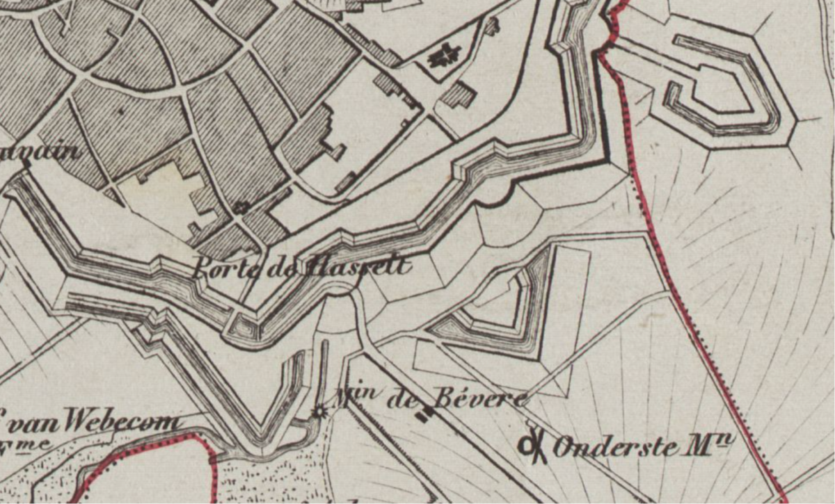 Detail van de Ravelijn op de Vandermaelenkaart